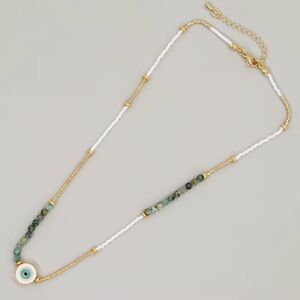 Gold plated beachy bohemian bead/stone necklace